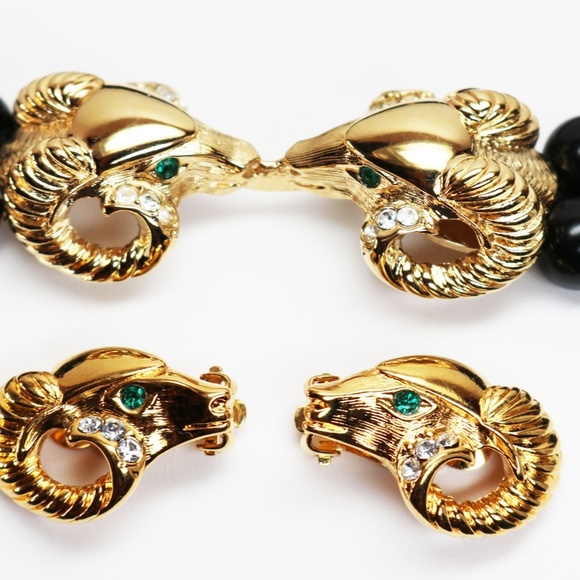 Vintage BOOKPIECE Kenneth Lane Ram's Head Earrings - Picture 6 of 10